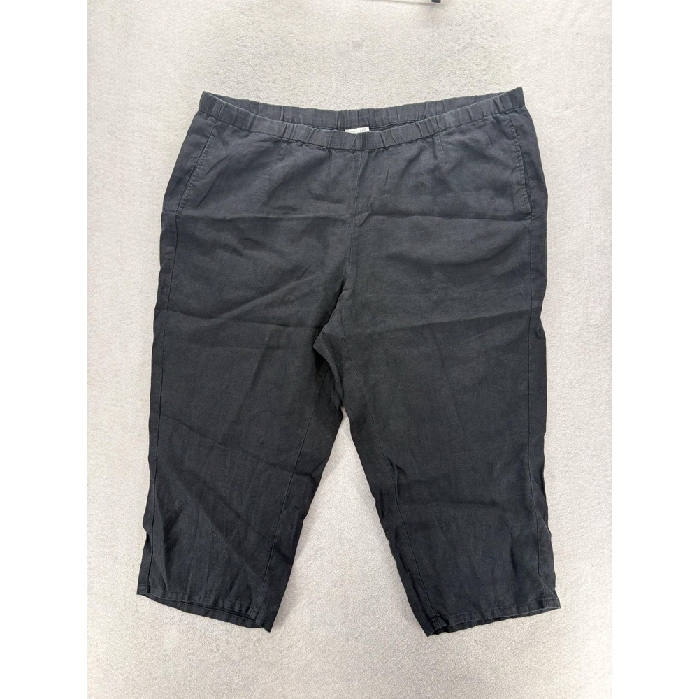 J. Jill Love Linen Crop Pants Womens Plus 3X Gray Pull On Pockets Casual Comfort